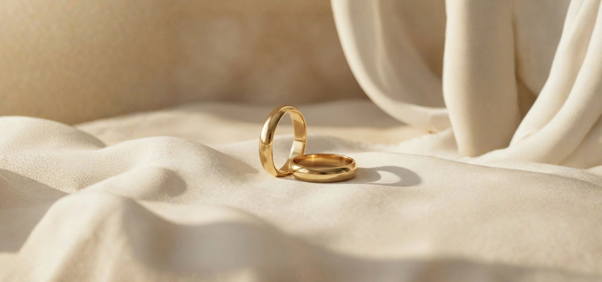 Par de alianças Serenity em ouro 18k de linhas limpas e curvas suaves